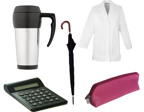 Examples of lost items. lab coat, umbrella, pencil case, calculator